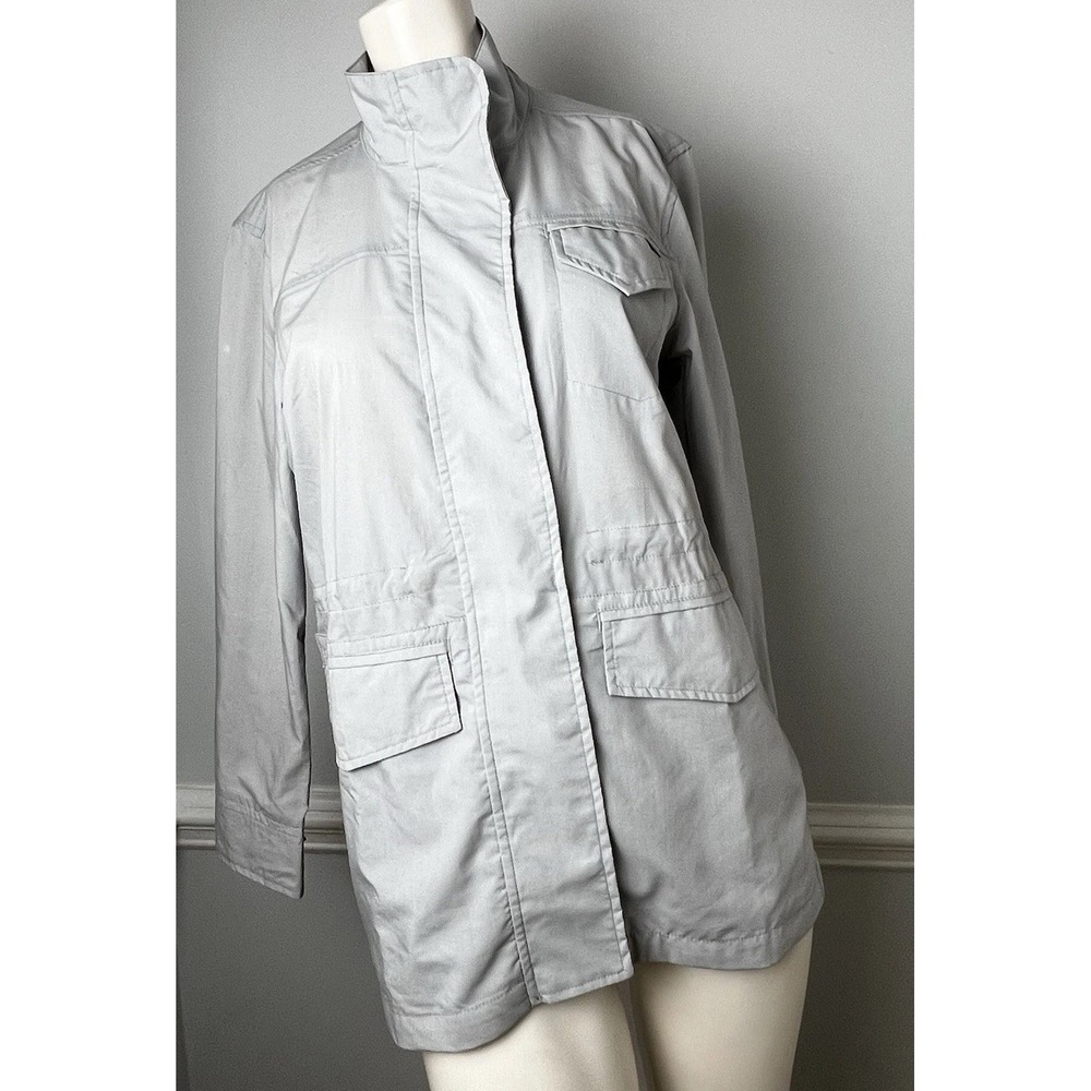 QOR Women's Gray Jacket Three Pockets Zip & Snaps Collared Size S Lightweight